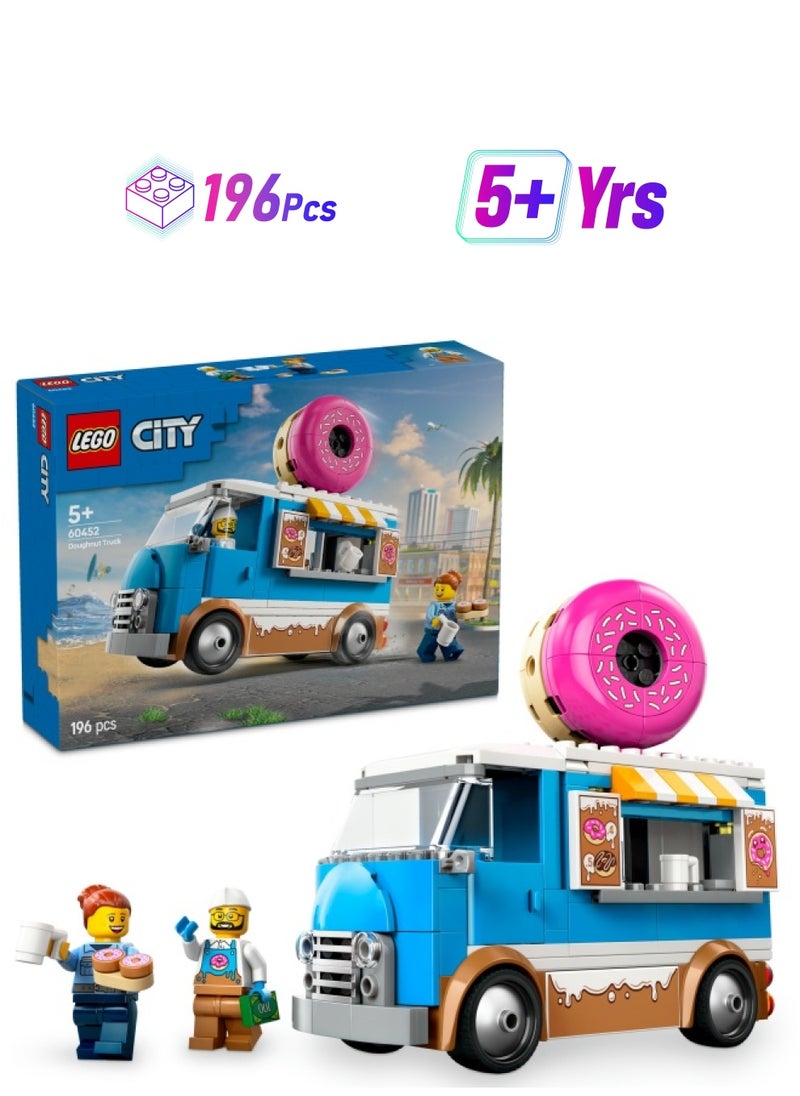 LEGO City Doughnut Truck Playset Vendor Vehicle Toy for Kids Aged 5 and over 60452 (196) Pieces  - Image 1