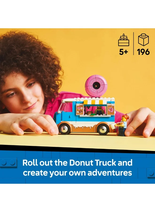 LEGO City Doughnut Truck Playset Vendor Vehicle Toy for Kids Aged 5 and over 60452 (196) Pieces