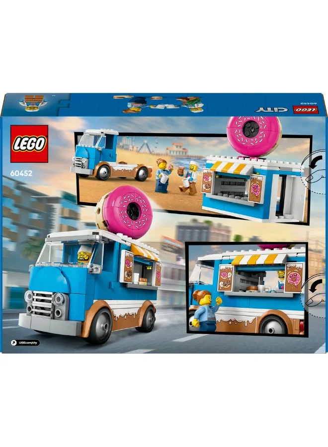 LEGO City Doughnut Truck Playset Vendor Vehicle Toy for Kids Aged 5 and over 60452 (196) Pieces
