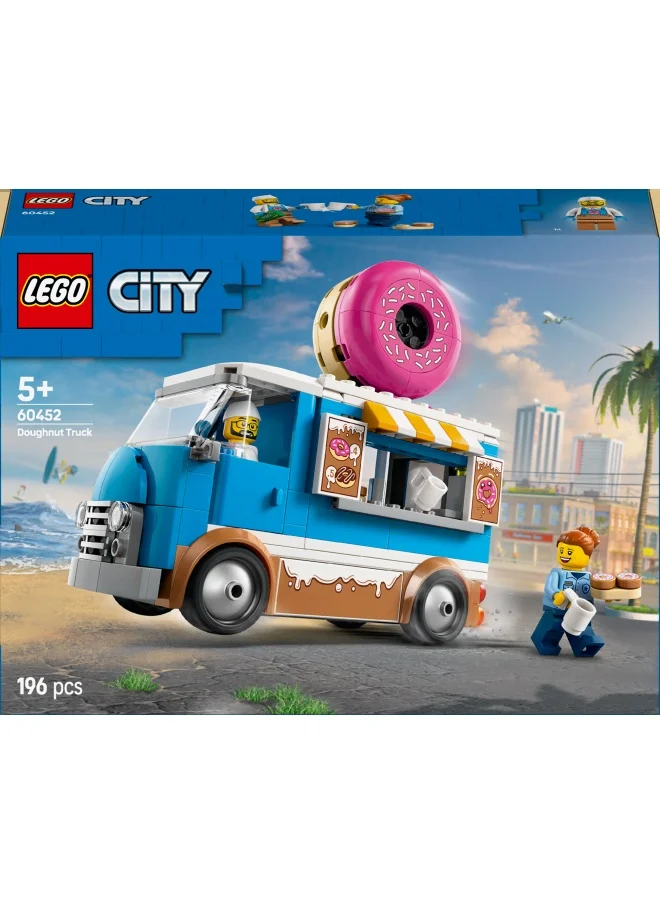 ليغو City Doughnut Truck Toy with 2 Minifigures - Creative Building Toys for 5+ Year Old Boys & Girls - Mobile Food Stand with Accessories - Fun Gift Ideas for Birthdays & Holidays - 60452 LEGO