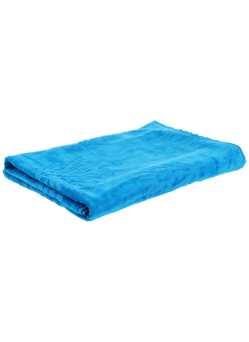 SIGNOOLA Signoola Beach Towel 90 x 170 cm Blue solid sea leaves 100% cotton  - Image 1