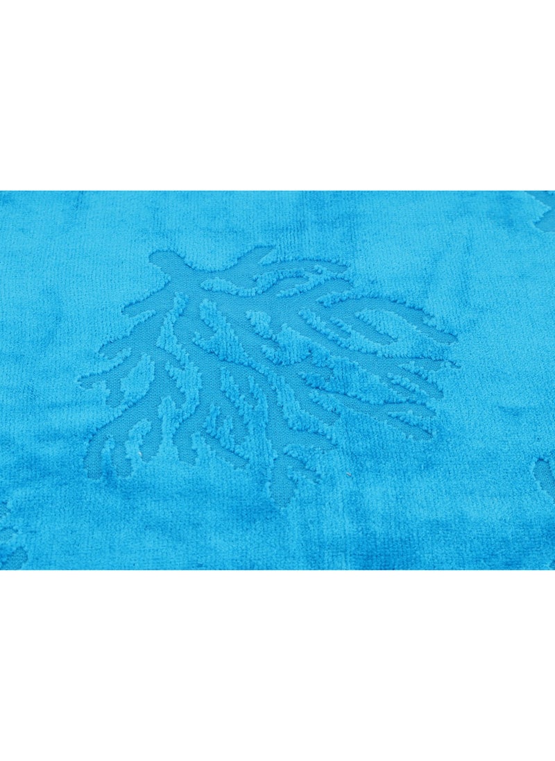 SIGNOOLA Signoola Beach Towel 90 x 170 cm Blue solid sea leaves 100% cotton  - Image 2