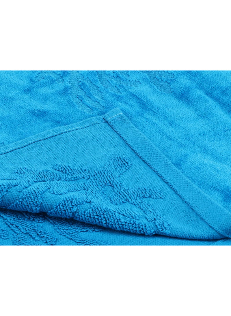 SIGNOOLA Signoola Beach Towel 90 x 170 cm Blue solid sea leaves 100% cotton  - Image 4