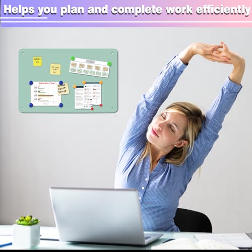 HYHOSHI Green Magnetic Board,17.5" x 11.4" Magnet Bulletin Board to Display Magnetic Notes, Poetry, Photos, Suitable for Wall, Refrigerator, Cabinet etc, Come with 4 Pcs Dual Lock Tape and Screws - Image 5