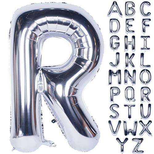 CHANGZHONG Letter Balloons 40 Inch Giant Jumbo Helium Foil Mylar for Party Decorations Silver R - Image 1