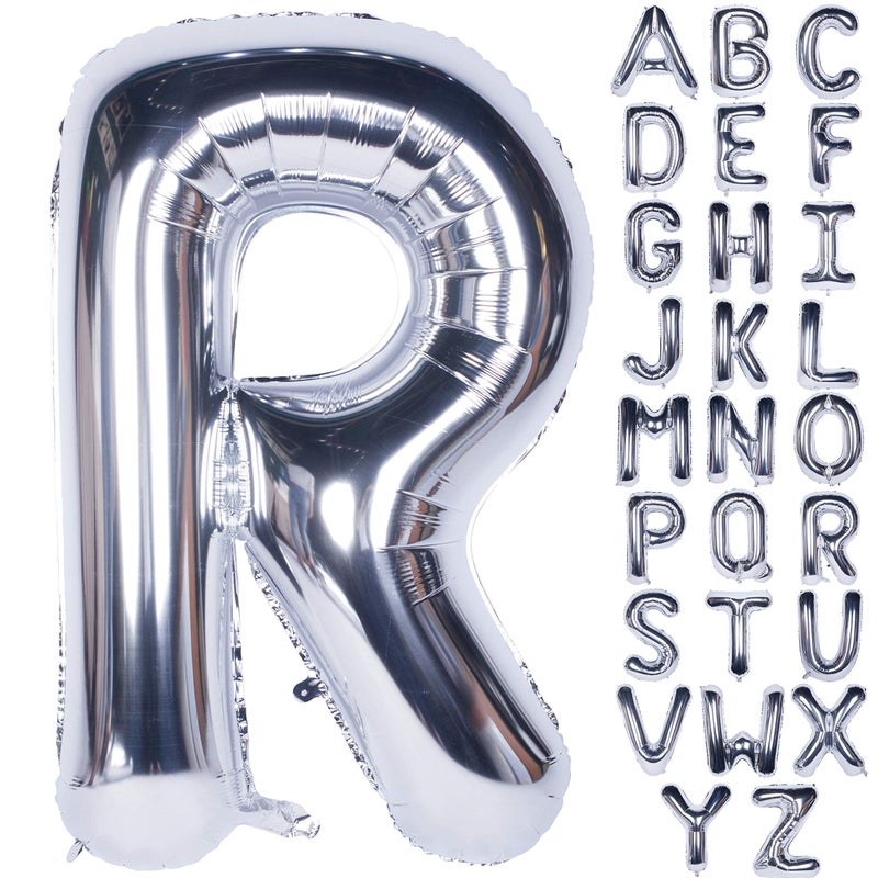 CHANGZHONG Letter Balloons 40 Inch Giant Jumbo Helium Foil Mylar for Party Decorations Silver R - Image 2