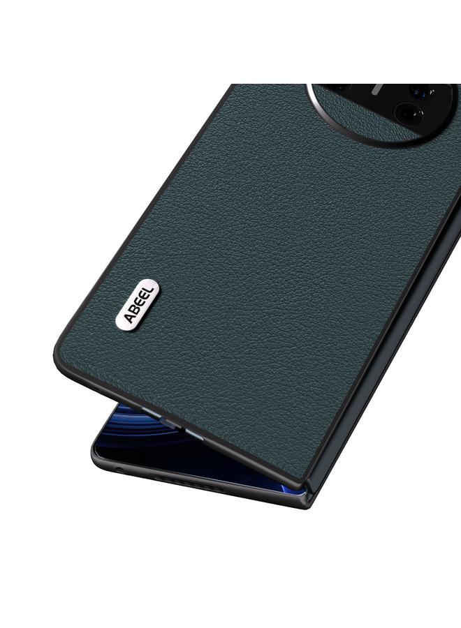 اس-توب جراب هاتف Huawei Mate X3 من ABEEL مصنوع من الجلد الطبيعي بحافة سوداء متموجة - Image 3