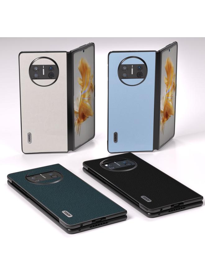 اس-توب جراب هاتف Huawei Mate X3 من ABEEL مصنوع من الجلد الطبيعي بحافة سوداء متموجة - Image 4