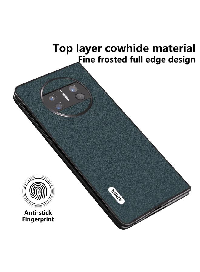 اس-توب جراب هاتف Huawei Mate X3 من ABEEL مصنوع من الجلد الطبيعي بحافة سوداء متموجة - Image 2