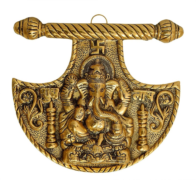 EtsiBitsi Metal Ganesha Wall Hanging Pankhi Ganesh Wall Decor NEB_029 - Image 1