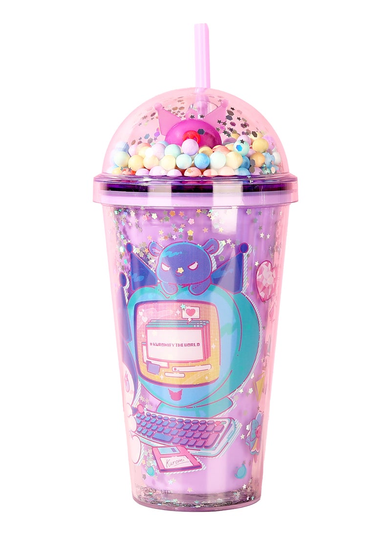Sanrio Sanrio Kuromi Double Layer Straw Plastic Bottle With Straw  - Image 2