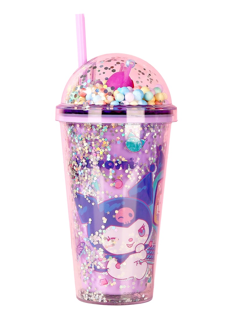 Sanrio Sanrio Kuromi Double Layer Straw Plastic Bottle With Straw  - Image 1