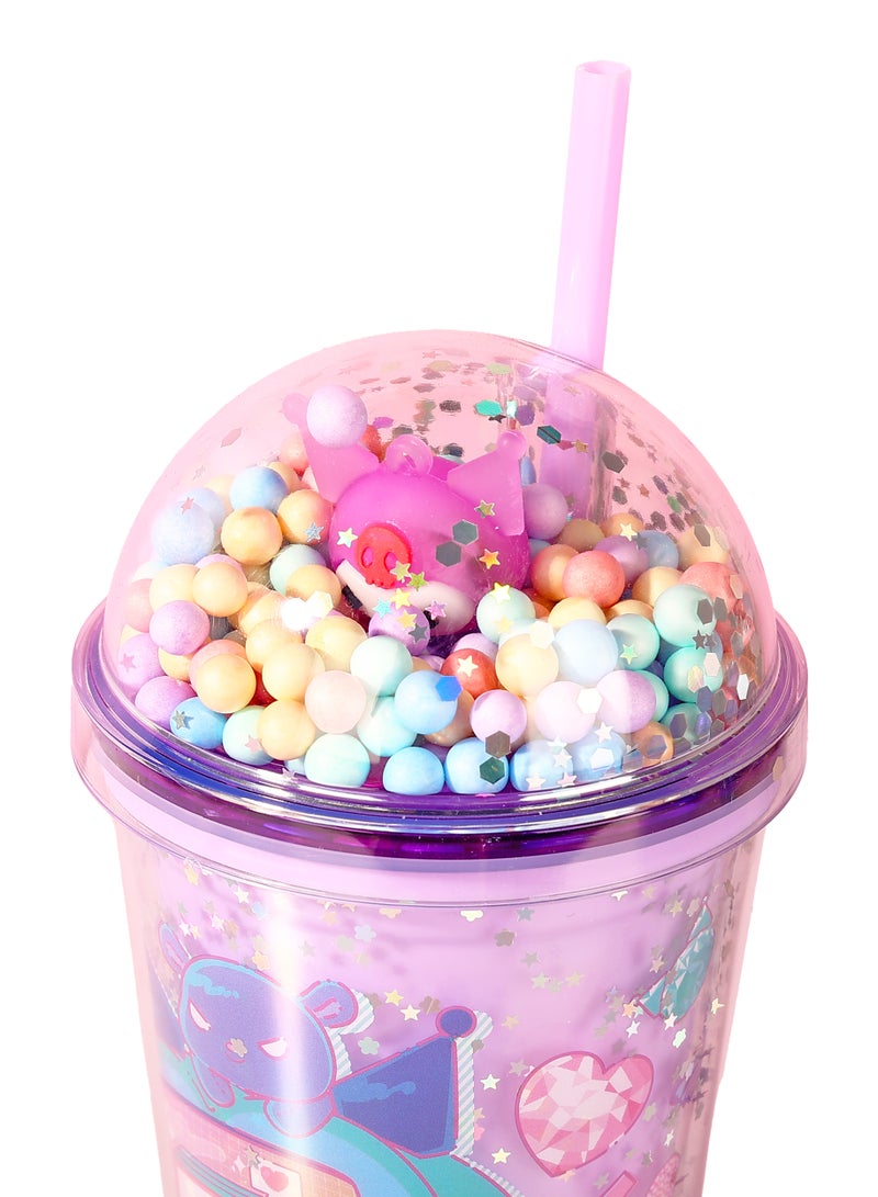 Sanrio Sanrio Kuromi Double Layer Straw Plastic Bottle With Straw  - Image 3