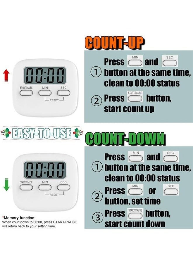 Kitchen Timer, 2 Pack Digital Kitchen Timers，Magnetic Countdown Timer with Loud Alarm, Big Digits, Back Stand for Cooking, Classroom, Bathroom, Teachers, Kids  - Image 2