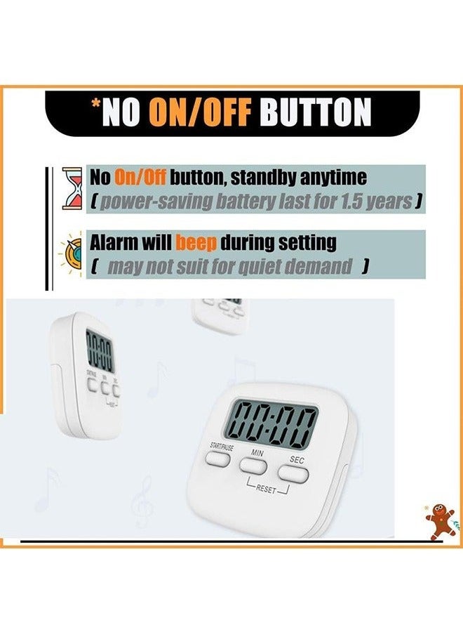 Kitchen Timer, 2 Pack Digital Kitchen Timers，Magnetic Countdown Timer with Loud Alarm, Big Digits, Back Stand for Cooking, Classroom, Bathroom, Teachers, Kids  - Image 3