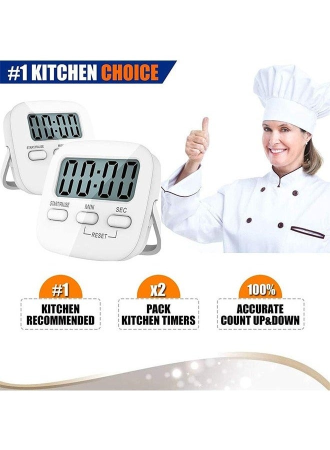 Kitchen Timer, 2 Pack Digital Kitchen Timers，Magnetic Countdown Timer with Loud Alarm, Big Digits, Back Stand for Cooking, Classroom, Bathroom, Teachers, Kids  - Image 5