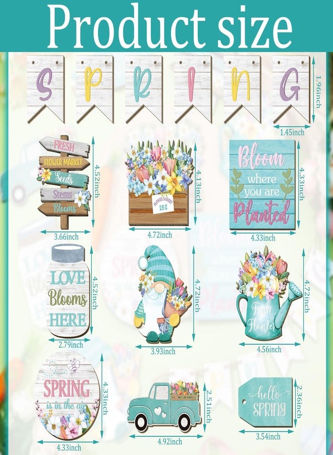 Marsui 15 Pcs Hello Spring Flower Tiered Tray Decor Spring Wooden Table Decor Rustic Spring Flower Tulip Decor Spring Easter Decor for Home (Novel) - Image 3