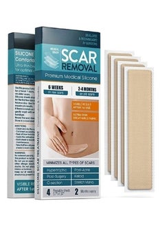 Maykawe Silicone Scar Sheets - As Surgical Cream, Gel, Tape, Strips, Patches - Keloid, C-Section, Tummy Tuck - Surgery Scars Removal Treatment - 4 Pack 5.7"x1.57"  - Image 1
