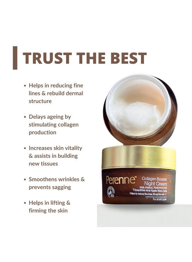 PERENNE Collagen Booster Night Cream With Retinol And Hyaluronic Acid For All Skin Types (50 Gm) - Reduces Fine Lines And Wrinkles, Skin Tightening And Brightening Cream - Image 3