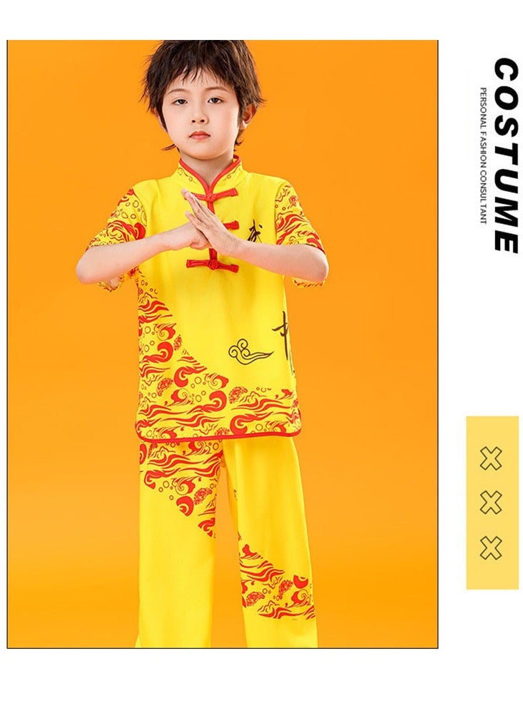 LiangSanZhi Kids Kung Fu Uniform - Chinese Traditional Hanfu Costume Set with Short Sleeves for Boys & Girls  - Image 4