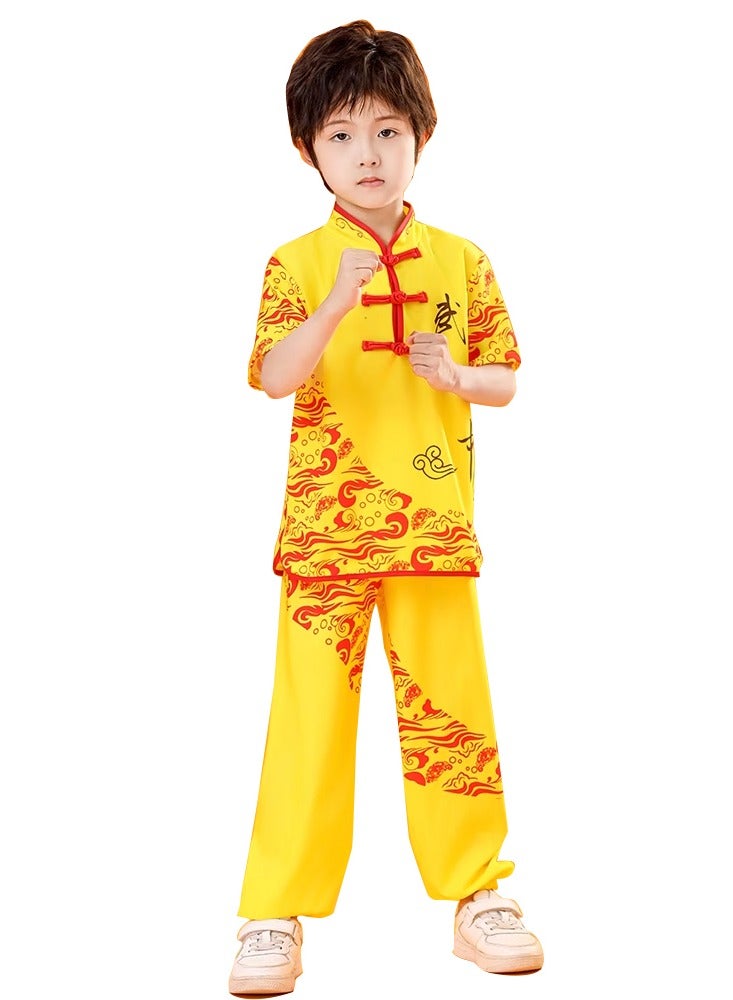 LiangSanZhi Kids Kung Fu Uniform - Chinese Traditional Hanfu Costume Set with Short Sleeves for Boys & Girls  - Image 1