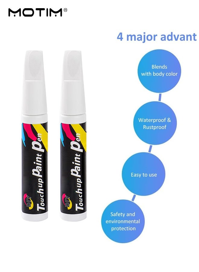 موتيم 2 عبوة لمسة طلاء للسيارات، طلاء أبيض لإصلاح خدوش طلاء السيارات، قلم طلاء لمسة طلاء للسيارة اثنان في واحد، حل سريع وسهل لإصلاح خدوش السيارات الصغيرة 0.7 أونصة سائلة - Image 4