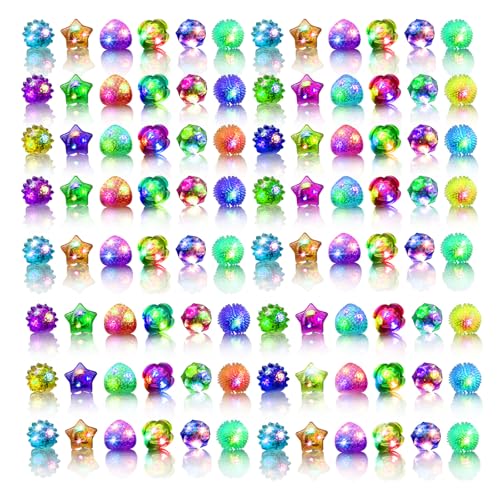 OLUPP Party Favors 48 Pcs Light Up Rings Glow In The Dark Party Supplies 6 Style Flashing Glow In The Dark Rings for Adults Kids LED Ring for Birthday Party Favors Concert Raves Halloween Christmas - Image 1