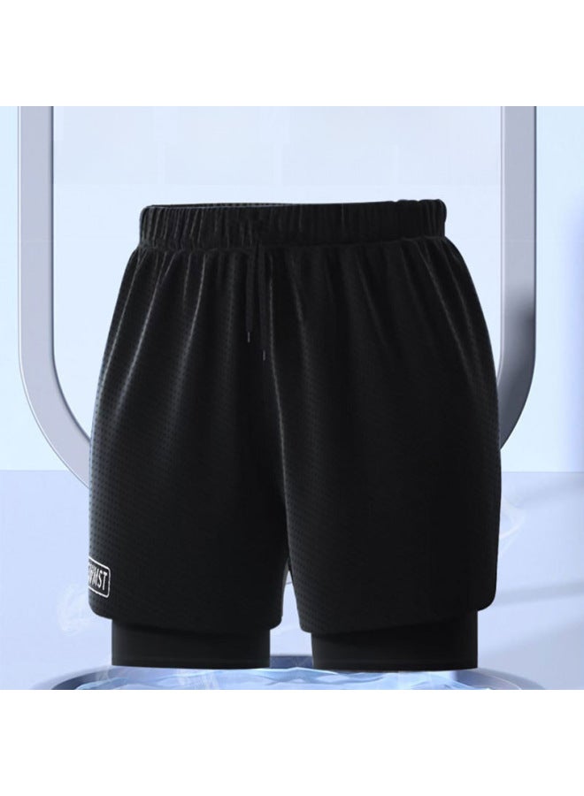 Loquat Swimwear Men's Professional Anti-embarrassment Large Size Loose Double-layer Swimming Trunks Sunscreen Hot Spring Full Body Men's Swimwear Suit-Color:813 Grey Double-Layer Swim Trunks- - Image 3