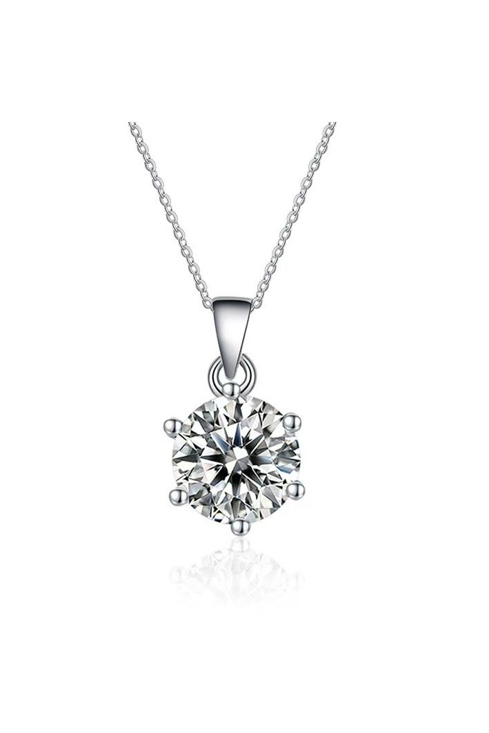 Akali Women's Moissanite Necklace, 1 Carat Lab-Created Diamond Necklace, 925 Sterling Silver Plated with 18K White Gold, Single Pendant Jewelry - Image 1