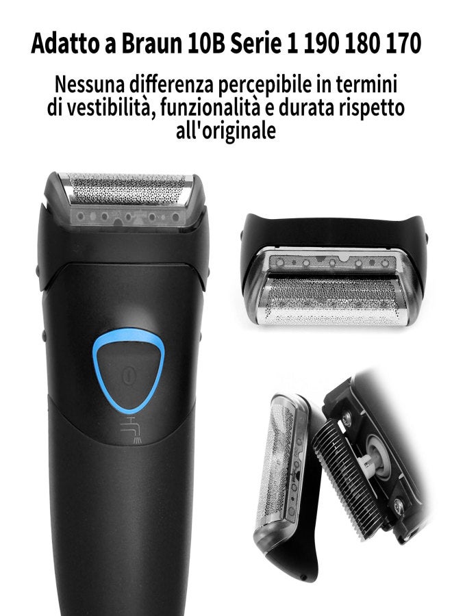 آيسيلي رقائق معدنية لماكينة الحلاقة وشبكة حلاقة وشفرات بديلة لماكينات براون 10B سلسلة 1 موديلات 190 و180 و170 (قطعتان) - Image 3