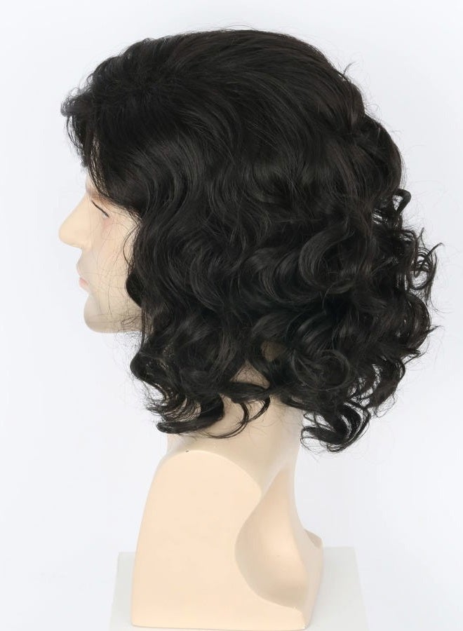 Lemarnia Mens Wigs Black Short Curly Jon Snow Cosplay Wig Halloween Costume Wigs - Image 4