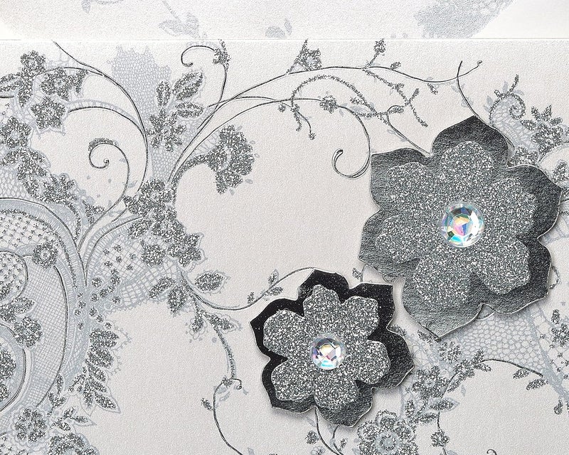 Papyrus Blank Cards With Envelopes, Lace And Flowers With Glitter (8-Count) - Image 3