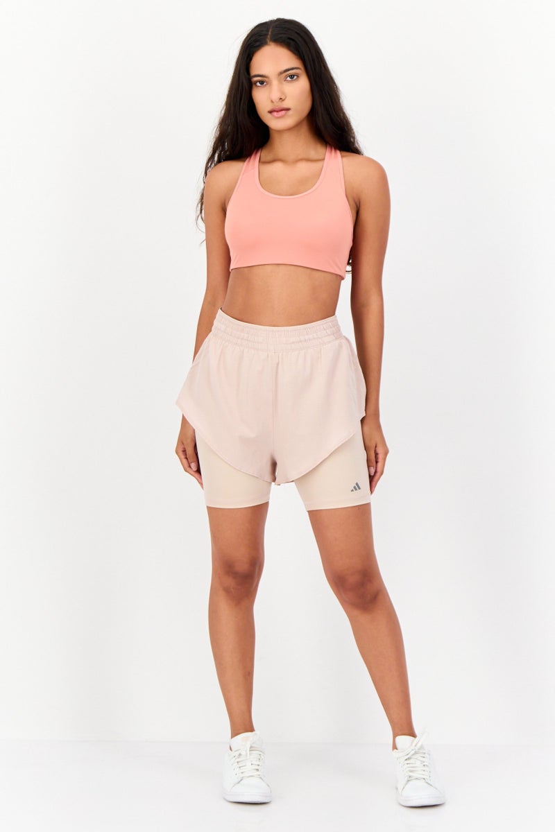 Adidas Women Sportswear Fit Training 2 in 1 Shorts, Beige - Image 3
