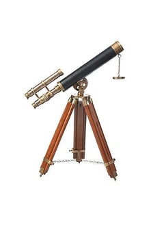 OVERSEAS MART Antique Designer Handicraft Brass Telescope with Wooden Tripod Stand Nautical Vintage Telescope Marine Telescope Bedroom Table Telescope  - Image 3