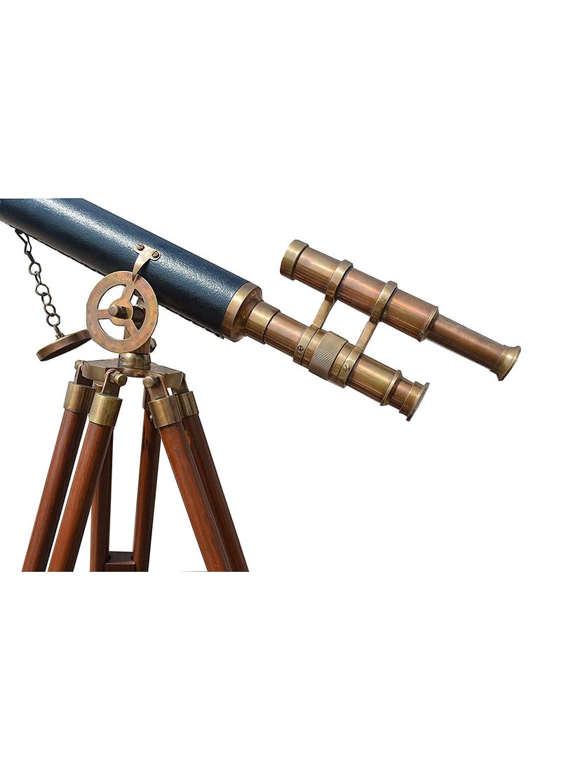 OVERSEAS MART Antique Designer Handicraft Brass Telescope with Wooden Tripod Stand Nautical Vintage Telescope Marine Telescope Bedroom Table Telescope  - Image 4