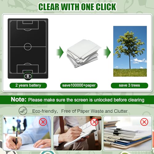 Tellegloww 2 Pack 16'' Electronic Soccer Coaching Board LCD with Stylus Lightweight Soccer Training Board for Coaches Reusable Erasable Training Game Tactics Equipment - Image 5