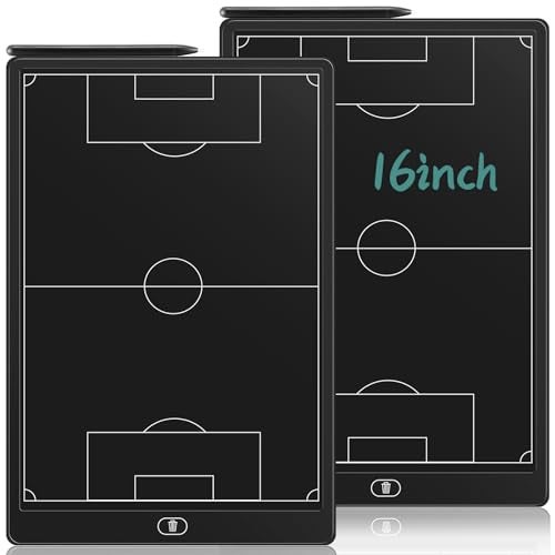 Tellegloww 2 Pack 16'' Electronic Soccer Coaching Board LCD with Stylus Lightweight Soccer Training Board for Coaches Reusable Erasable Training Game Tactics Equipment - Image 1