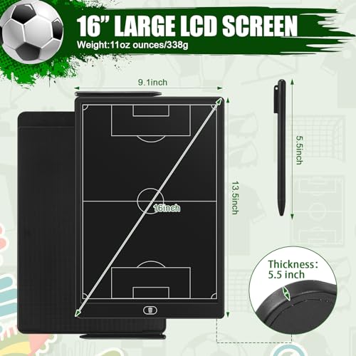 Tellegloww 2 Pack 16'' Electronic Soccer Coaching Board LCD with Stylus Lightweight Soccer Training Board for Coaches Reusable Erasable Training Game Tactics Equipment - Image 2