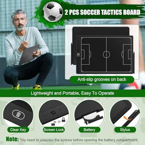 Tellegloww 2 Pack 16'' Electronic Soccer Coaching Board LCD with Stylus Lightweight Soccer Training Board for Coaches Reusable Erasable Training Game Tactics Equipment - Image 3