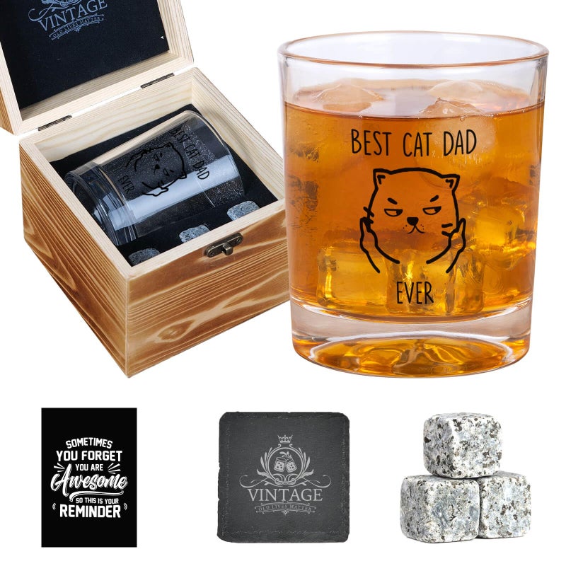 Ithmahco Cat Gifts For Cat LoversBest Cat Dad Ever Whiskey GlassesCat Dad Whiskey Gifts For MenCat Dad GiftsCool Gifts For Cat LoversCat Lovers Gifts For MenBirthdayChristmas Gifts For Cat Lovers