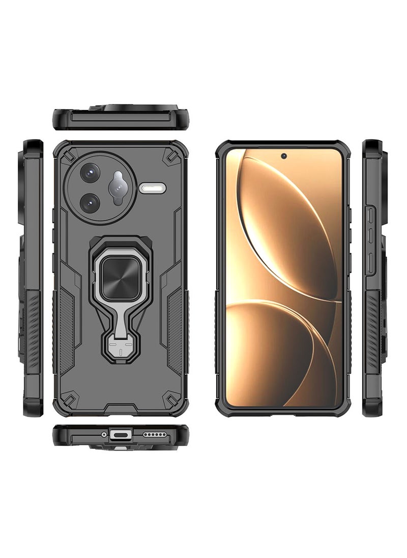 Case for Xiaomi Poco F7 Ultra / Redmi K80 Pro with Kickstand, PC+TPU Dual-Layer Hybrid Protection Back Cover,Black - Image 2