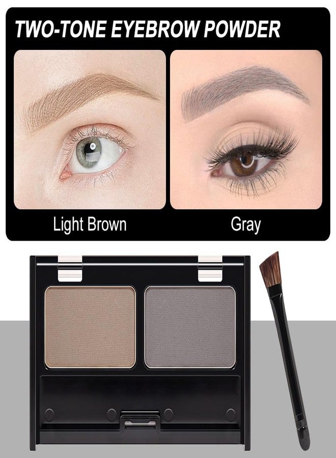 CAKAILA Eyebrow Powder Light Brown Gray Kit,Eye Brow Powder for Women with Double-ended Eyebrow Brush,Long-Lasting Waterproof Two Colors Brow Filler Get Full Defined Natural Brows,Powder Eyebrow Makeup - Image 2