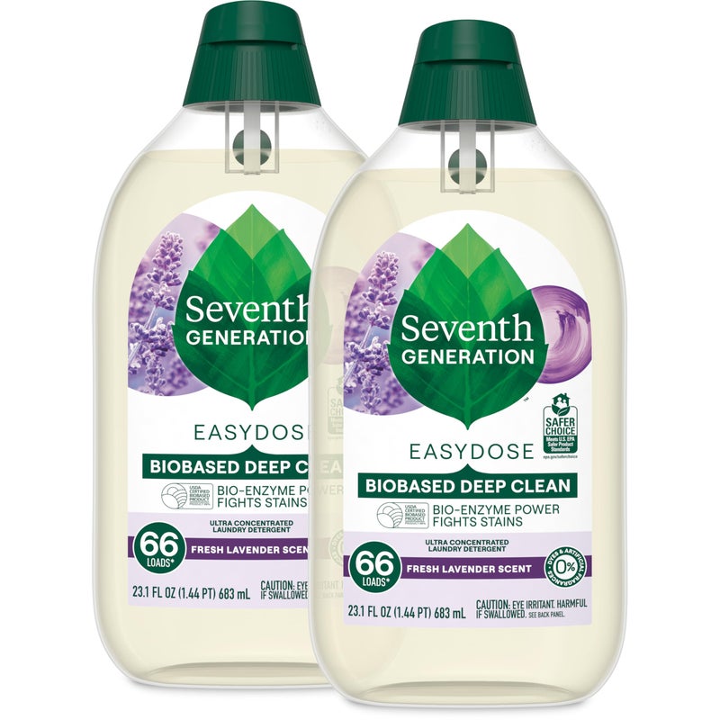 Seventh Generation EasyDose Laundry Detergent Fresh Lavender Scent 2 Pack Ultra Concentrated Washing Detergent 23 oz - Image 1