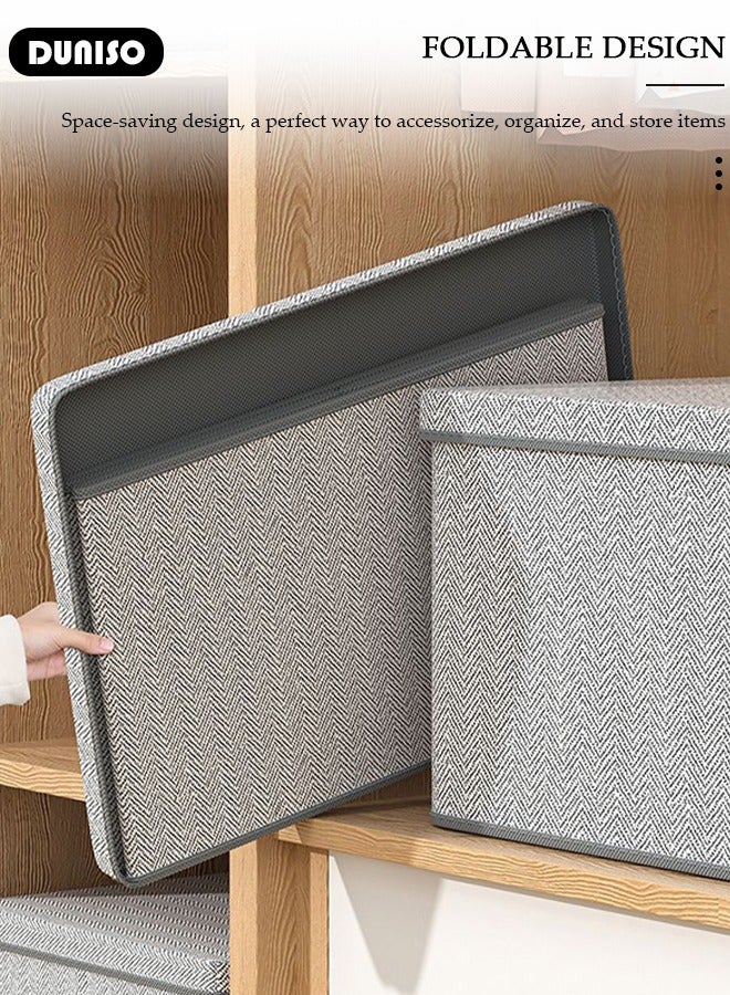 DUNISO 2 PCS Wardrobe Clothes Organizer, Foldable Drawer Closet Organizers with Mesh Window and Handle, Washable Closet Storage Basket Bins, Stackable Closet Storage Organizer, Fabric Storage Boxes for Clothing, Jeans, Bras, Leggings, Sweaters  - Image 3