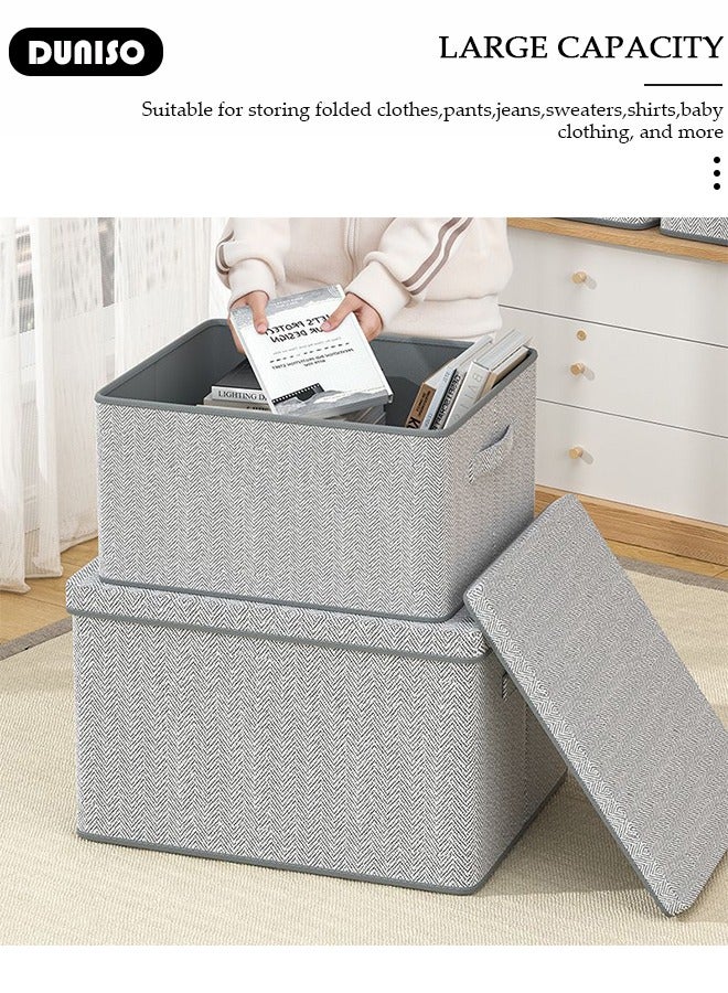 DUNISO 2 PCS Wardrobe Clothes Organizer, Foldable Drawer Closet Organizers with Mesh Window and Handle, Washable Closet Storage Basket Bins, Stackable Closet Storage Organizer, Fabric Storage Boxes for Clothing, Jeans, Bras, Leggings, Sweaters  - Image 4