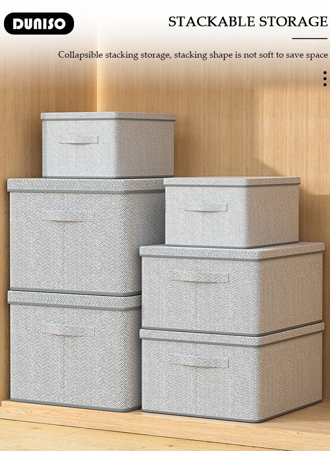 DUNISO 2 PCS Wardrobe Clothes Organizer, Foldable Drawer Closet Organizers with Mesh Window and Handle, Washable Closet Storage Basket Bins, Stackable Closet Storage Organizer, Fabric Storage Boxes for Clothing, Jeans, Bras, Leggings, Sweaters  - Image 5