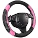 CAR PASS Line Rider Microfiber Leather Sporty 14515 inch Steering Wheel Cover Universal Fits for 95 TruckSUVCars AntiSlip Safety Comfortable Design Black Pink - Image 3