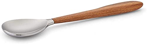 nambe Curvo Serving Spoon | 13 Inch Serving Spoon for Buffets, Salads, and Dinner Parties | Made of Stainless Steel and Acacia Wood | Designed by Steve Cozzolino - Image 4