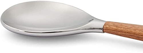 nambe Curvo Serving Spoon | 13 Inch Serving Spoon for Buffets, Salads, and Dinner Parties | Made of Stainless Steel and Acacia Wood | Designed by Steve Cozzolino - Image 5