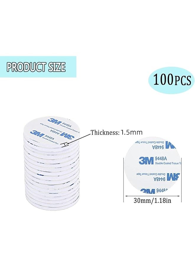 erorex - 100 Pcs Round 3M Double Sided Adhesive Pads Double Sided Stickers Self Adhesive Tape Double Sided Sticky Pads Super Sticky Adhesive Foam Pads White - Image 1